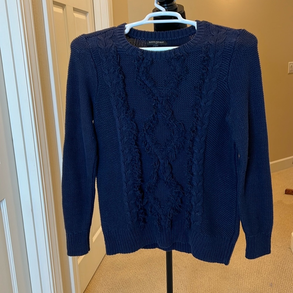 Banana Republic Navy Blue Cable Knit Sweater‎